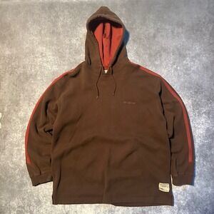 Vintage‎ Columbia Sportswear Men's Brown Hoodie Orange Stripe Hood Size XXL